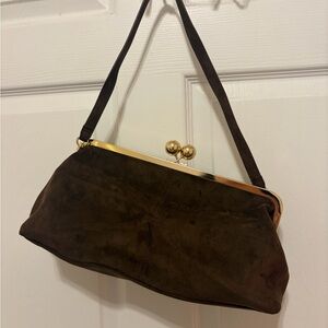 a new day Chocolate Brown Shoulder Bag with Gold Accents